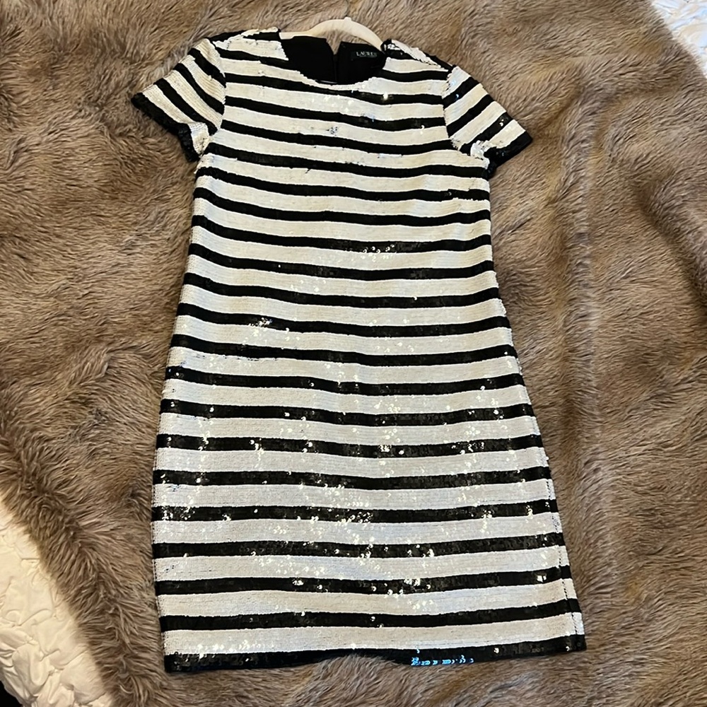 Ralph Lauren sequin striped dress sz 2